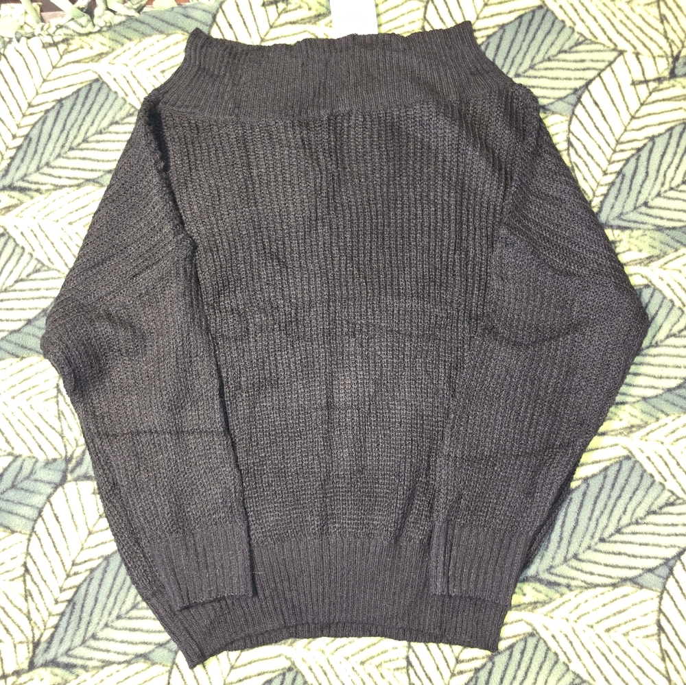Black Ribbed Knit Sweater - Picture 3 of 4